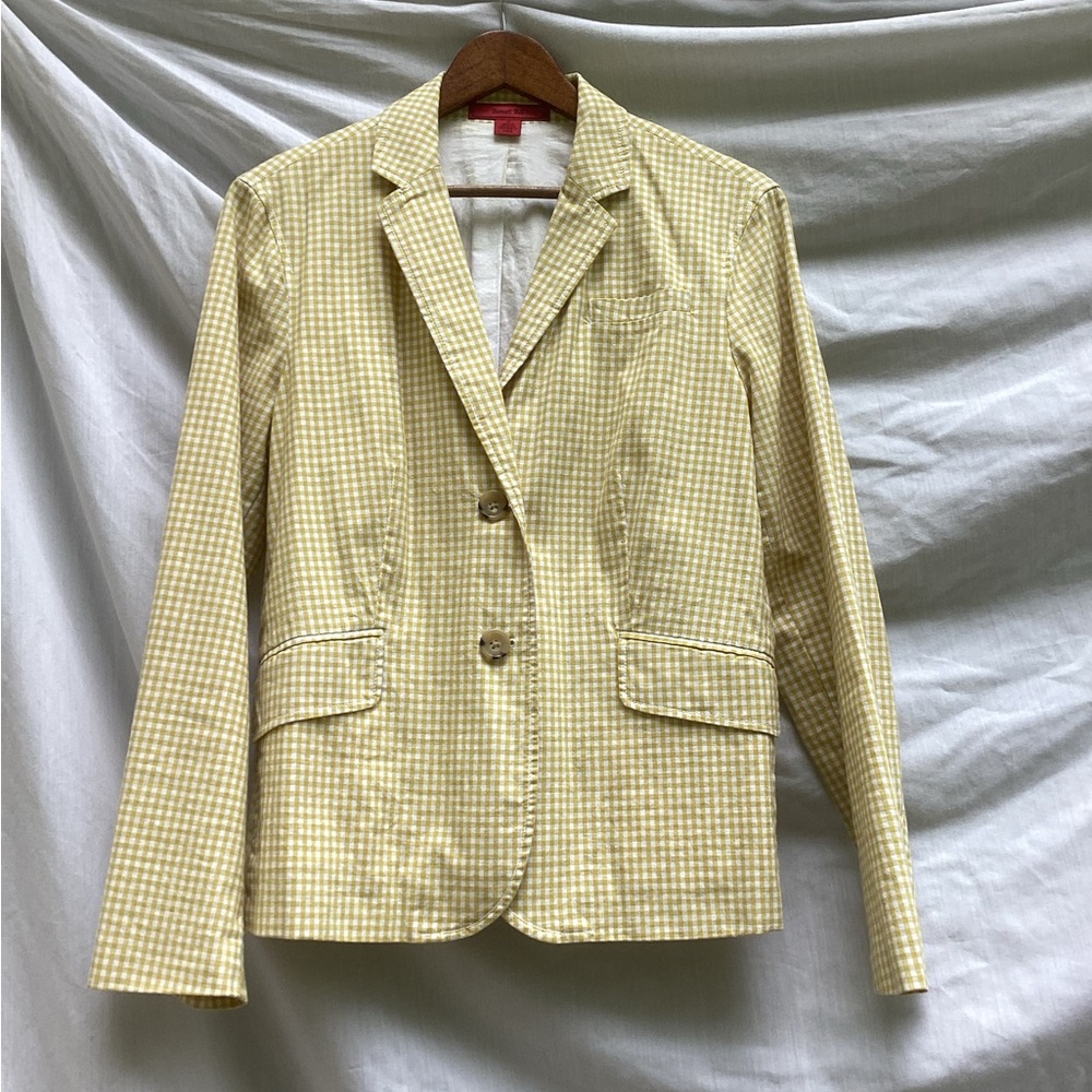 Sunset Rd gold vintage Checkered Women's Blazer, size 10